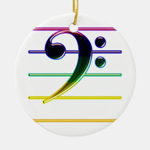 Rainbow Bass Clef Music Note Keramisch Ornament