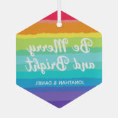 Rainbow Be Merry & Bright Kerst op maat Glas Ornament (Achterkant)