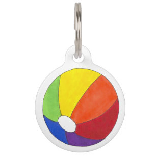 Rainbow Beach Ball LGBT Summer Pride Dog Pet Tag Huisdierpenning