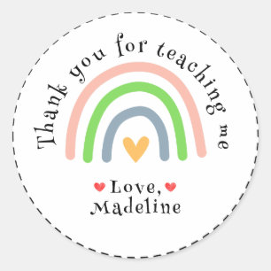 Rainbow bedankt dat je me geleerd hebt ronde sticker