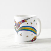 Rainbow Bee Floral Glitter Sparkle Classic Mug (Devant droit)