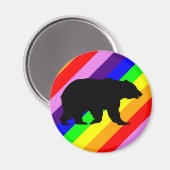 Rainbow Beer Grizzly Silhouette Colorful Pride Magneet (Voorkant / Achterkant)