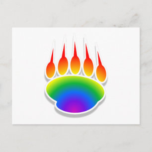 Rainbow Beer Paw Print Briefkaart
