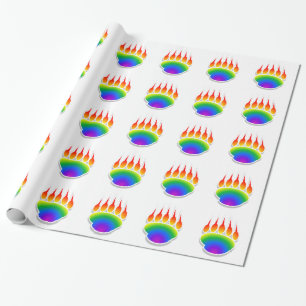 Rainbow Beer Paw Print Cadeaupapier