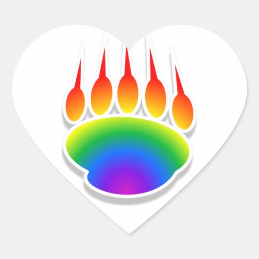 Rainbow Beer Paw Print Hart Sticker (Voorkant)