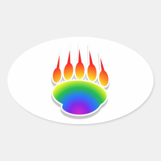 Rainbow Beer Paw Print Ovale Sticker (Voorkant)