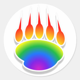 Rainbow Beer Paw Print Ronde Sticker