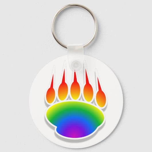 Rainbow Beer Paw Print Sleutelhanger (Voorkant)