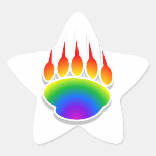 Rainbow Beer Paw Print Ster Sticker