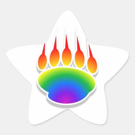 Rainbow Beer Paw Print Ster Sticker (Voorkant)