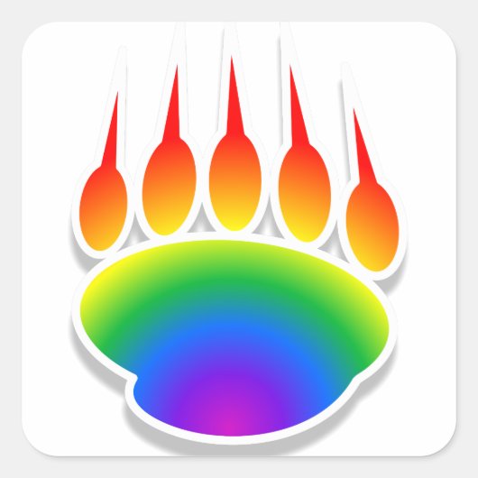 Rainbow Beer Paw Print Vierkante Sticker (Voorkant)