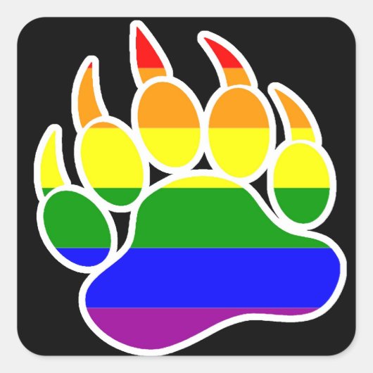 Rainbow Beer Paw Square - Sticker (Voorkant)
