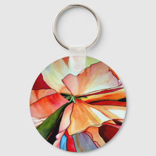 Rainbow Begonia flower waterverf originele kunst Sleutelhanger