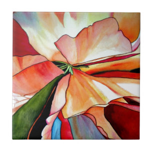 Rainbow Begonia flower waterverf originele kunst Tegeltje