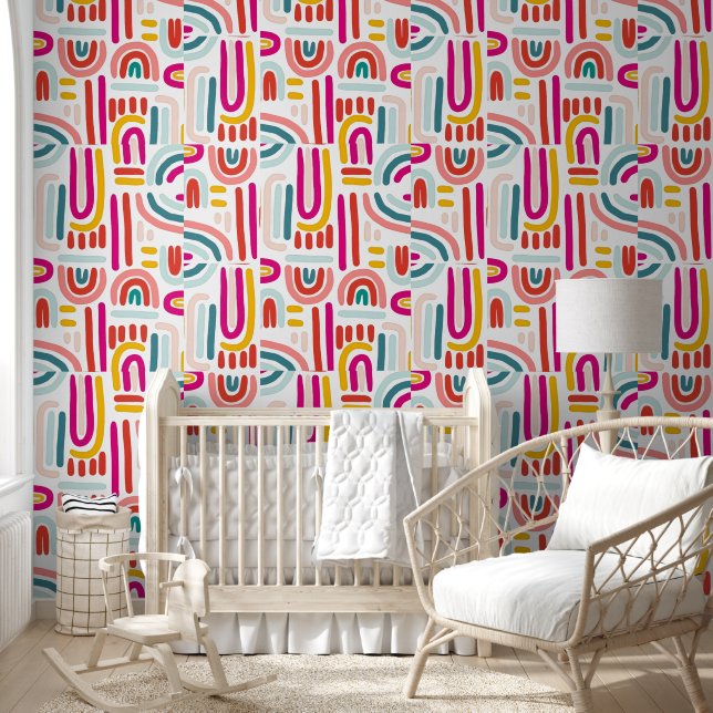 Rainbow Beige Wall Wallpaper – Soft & Modern Kids  Behang (Kinderen)