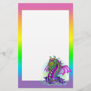 Rainbow Believe Dragon Art Stationery "Sonya" Briefpapier