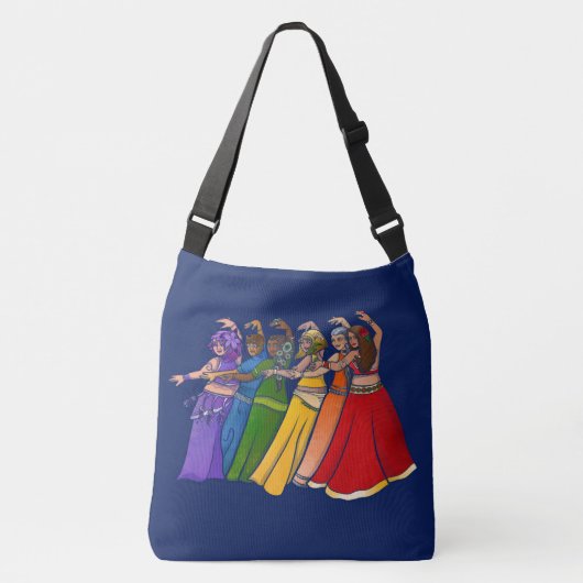 Rainbow Belly Dancer Art Belly Dance Troupe Crossbody Tas (Voorkant)