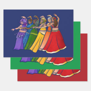 Rainbow Belly Dancer Art Belly Dance Troupe Inpakpapier Vel