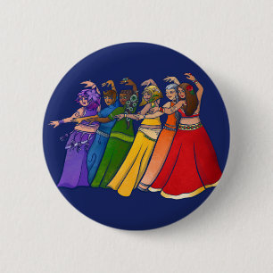 Rainbow Belly Dancer Art Belly Dance Troupe Ronde Button 5,7 Cm