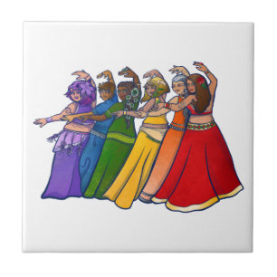 Rainbow Belly Dancer Art Belly Dance Troupe Tegeltje