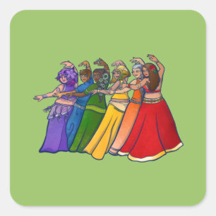 Rainbow Belly Dancer Art Belly Dance Vierkante Sticker