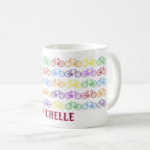 Rainbow Bicycle Cyclist Name Personalized Mug Koffiemok (Voorkant rechts)