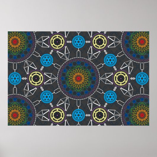 Rainbow Bicycle Mandala Array Poster (Voorkant)