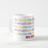 Rainbow Bicyclist Nom Mug personnalisée (Devant gauche)