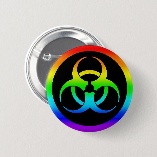Rainbow Biohazard Symbool Button Pin (Voorkant /achterkant)