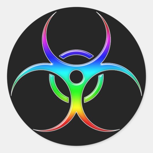 Rainbow Biohazard Symbool - Sticker (Voorkant)