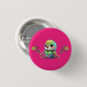 Rainbow Bird & Flowers Button (Voorkant /achterkant)