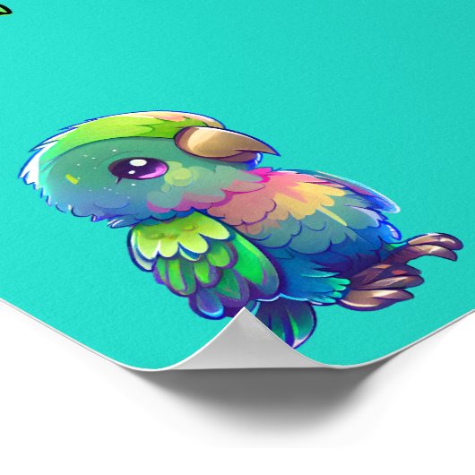 Rainbow Bird & Flowers Personalized Poster (Hoek)