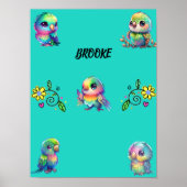 Rainbow Bird & Flowers Personalized Poster (Voorkant)