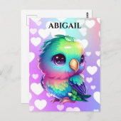 Rainbow Bird & Hearts Pop Art Briefkaart (Voorkant / Achterkant)