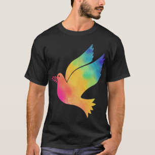 Rainbow Bird Peace Sign Tie Dye Pattern Cloth T-shirt