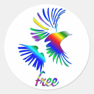 Rainbow Bird Ronde Sticker