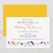 Rainbow Birds Flowers Bridal Shower Uitnodiging (Voorkant / Achterkant)