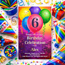 Rainbow Birthday Balloon Confetti Party