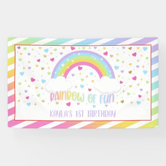Rainbow Birthday Banner - Pastel (Horizontaal)