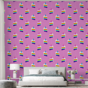 Rainbow Birthday Cake Behang
