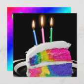Rainbow Birthday Cake Party Kaart (Voorkant / Achterkant)