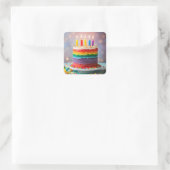 Rainbow Birthday Cake Vierkante Sticker (Tas)