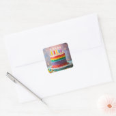 Rainbow Birthday Cake Vierkante Sticker (Envelop)