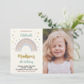 Rainbow Birthday Invitation avec photo (Debout devant)