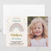 Rainbow Birthday Invitation avec photo (Devant / Derrière)