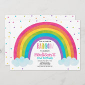 Rainbow Birthday Invitation Bright Rainbow Party (Devant / Derrière)