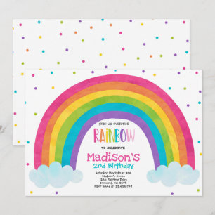 Rainbow Birthday Invitation Bright Rainbow Party