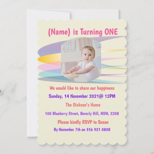 Rainbow Birthday Invitation Card (Devant)