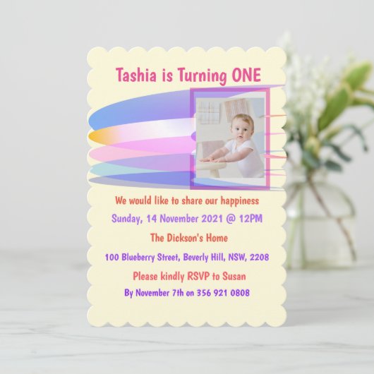 Rainbow Birthday Invitation Card (Debout devant)