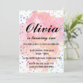 Rainbow Birthday Invitation Colorful Waterverf Kaart (Staand voorkant)